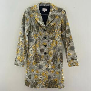 Liberty Of London For Target Overcoat Women's XS Yellow Floral Retro Mod Preppy